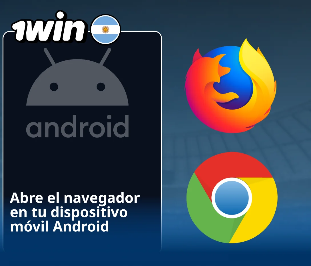 Inicio de explorador en smartphone Android para 1Win