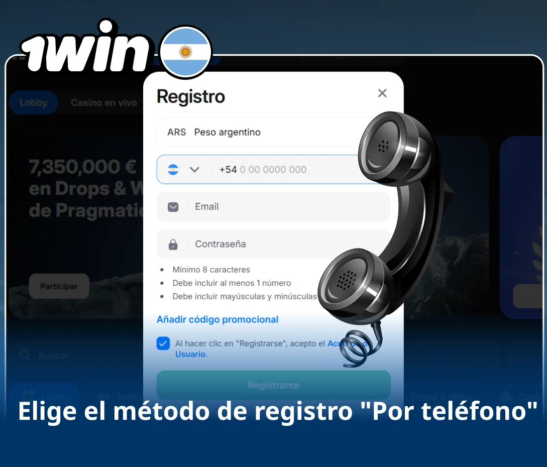 Registro mediante número móvil en 1Win Argentina