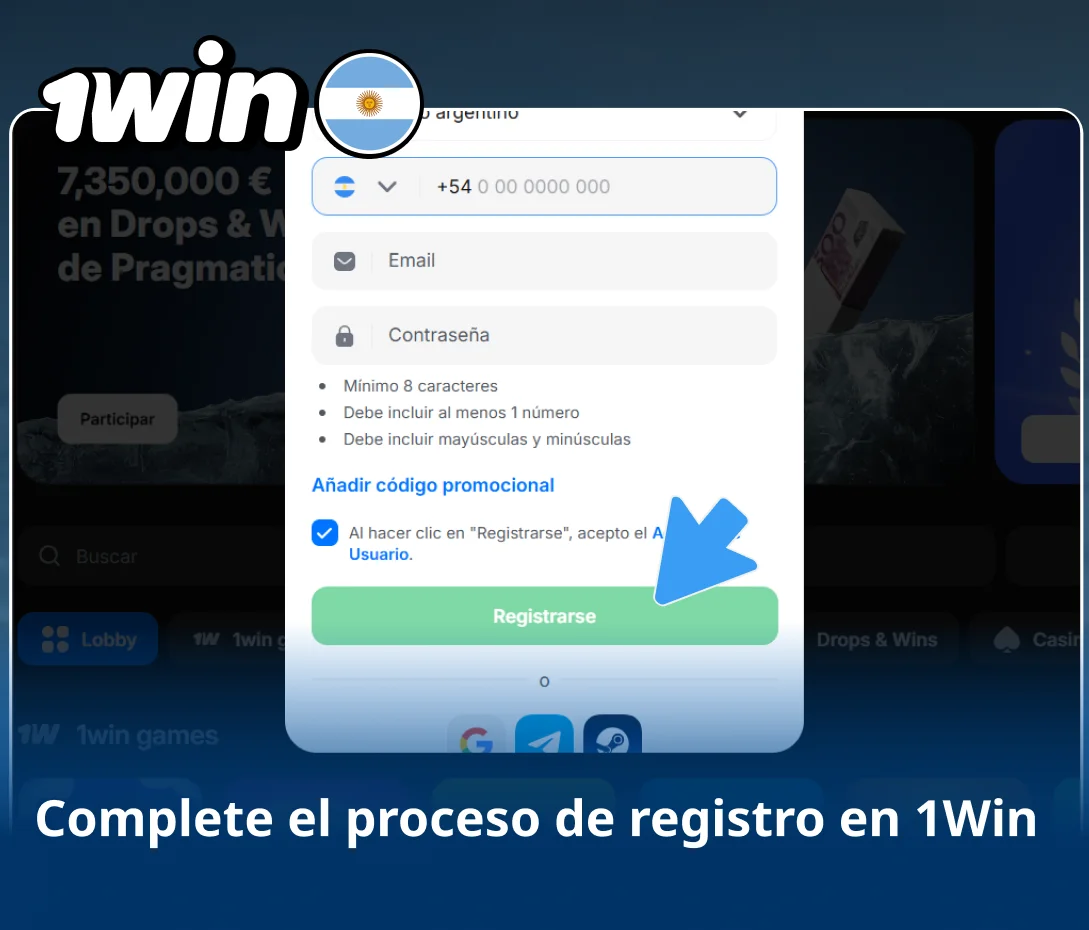 Finalización del alta en la plataforma 1Win Argentina